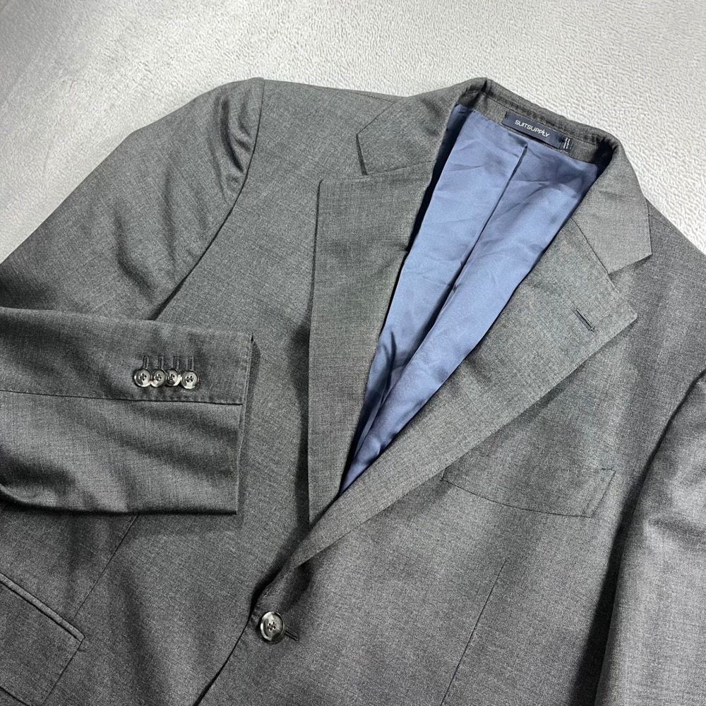 Suitsupply Lazio Grey Wool Blazer Vitale Barberis Canonico 42S Slim C2505MI